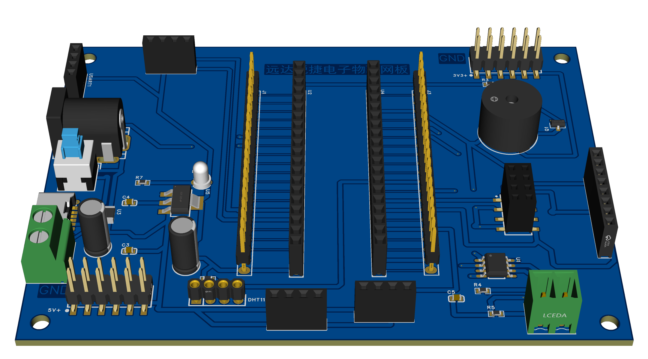 远达锐捷电子通用STM32F103C8T6最小系统板扩展物联网板原理图与PCB